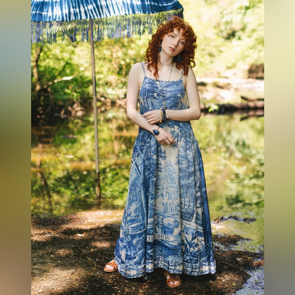 ⭐️Market of Stars⭐️ Let the Light In Vintage Artwork Boho Adjustable Strap Dress - Picture 6 of 16